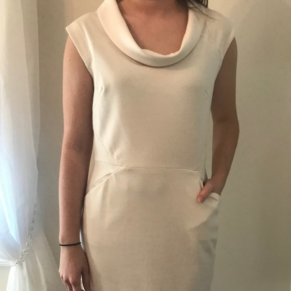 Banana Republic White Dress with Cowl Neck
